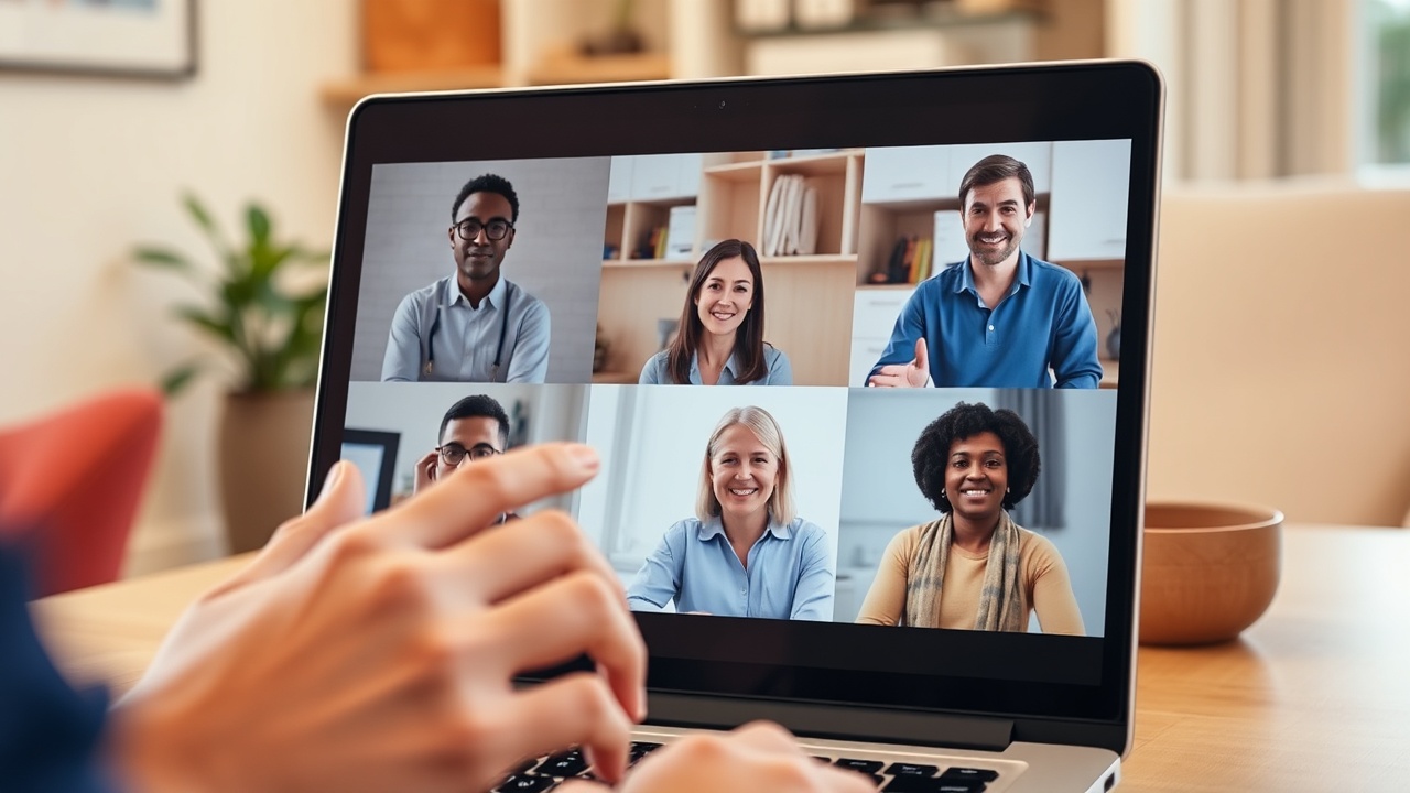 Team video call discussing a codebase