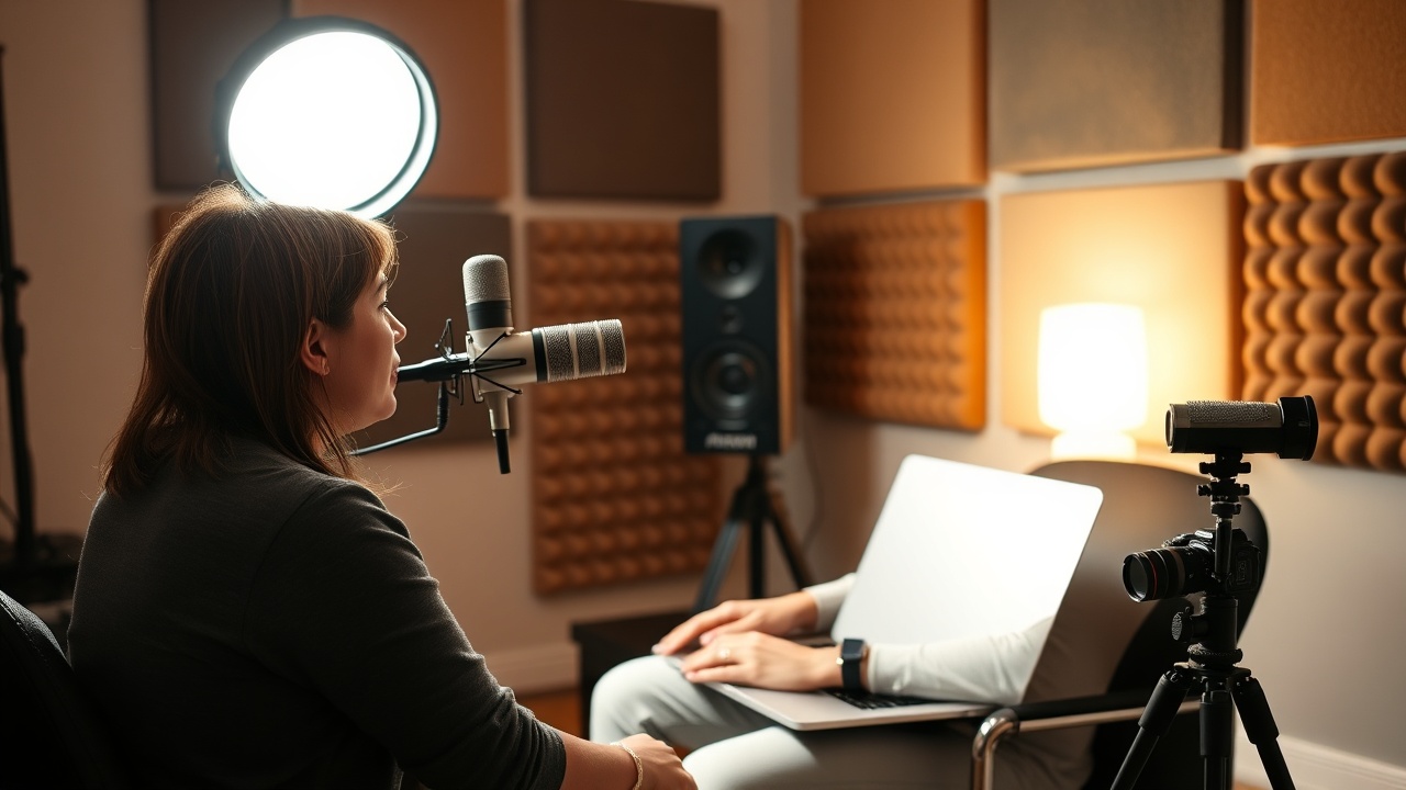 Instructors recording lessons in a professional studio environment