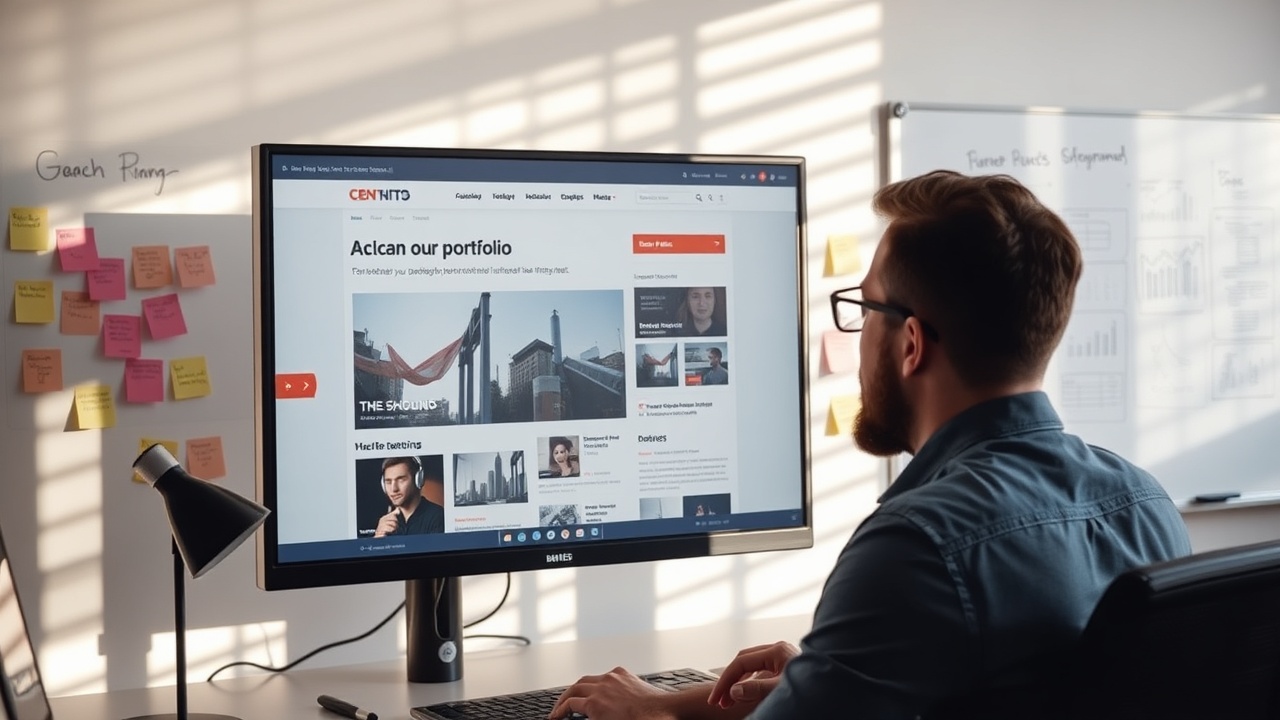 Developer workspace with code and portfolio project ideas
